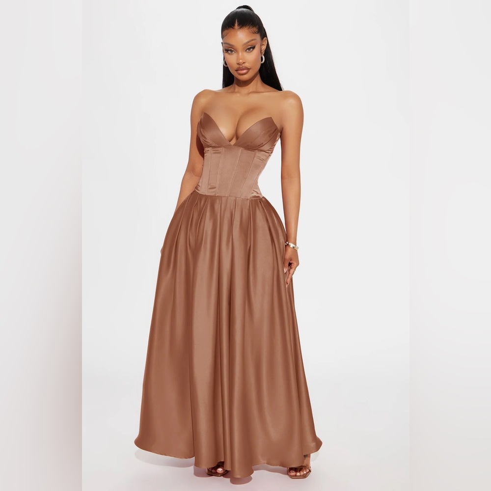 FASHIONNOVA BRIDGETTE SATIN MAXI DRESS